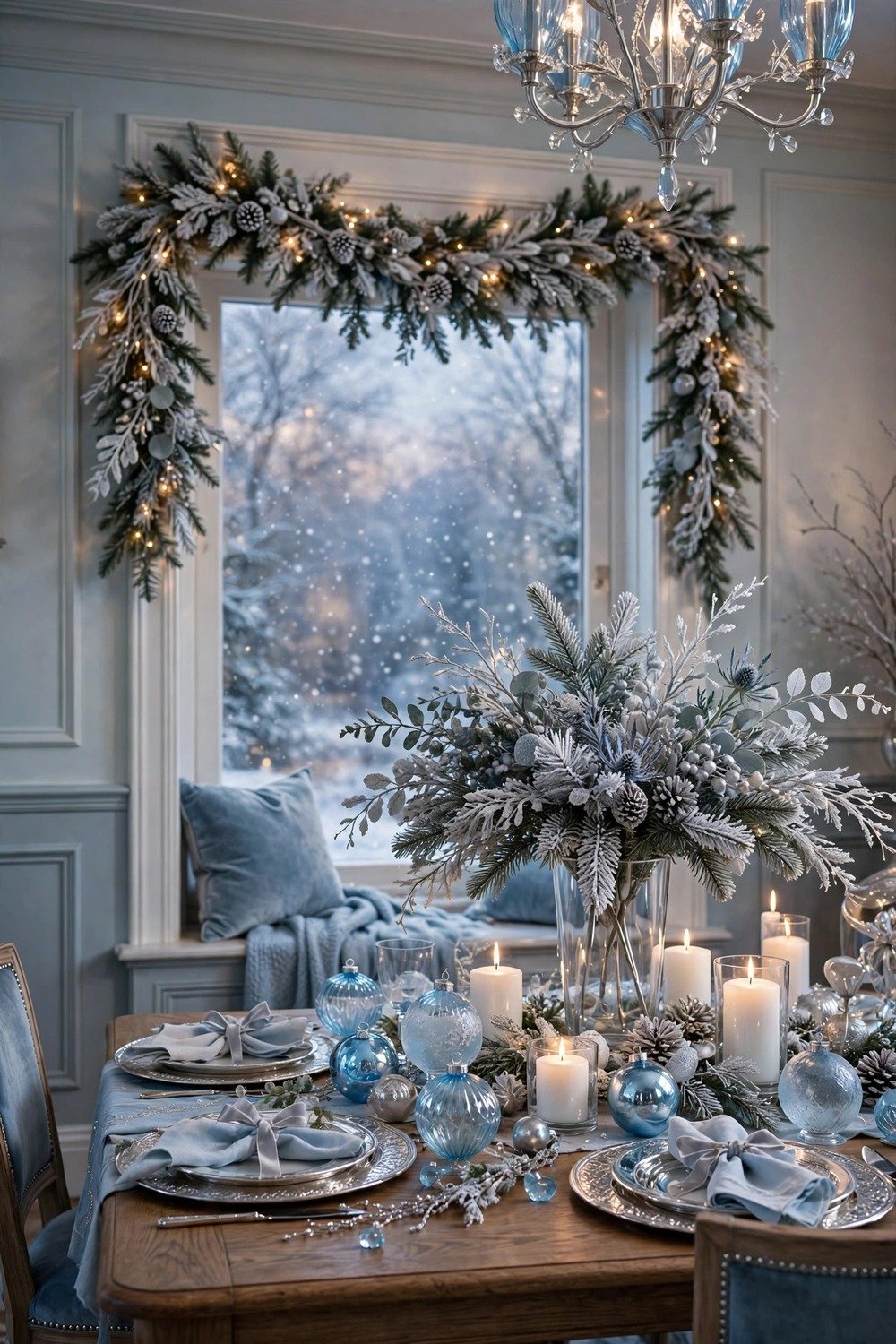 Festive Christmas dining room with vintage-inspired holiday table styling